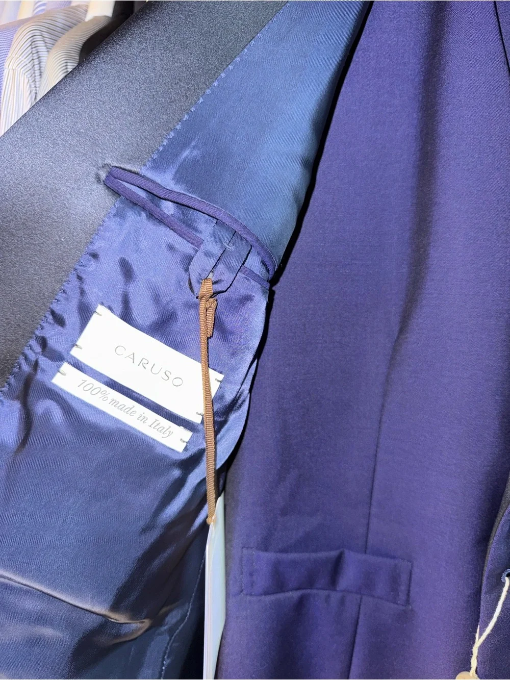 CARUSO Full Canvas Blue Wool-Mohair Tuxedo MANON 42R (Eu 52) Made In Italy Suit